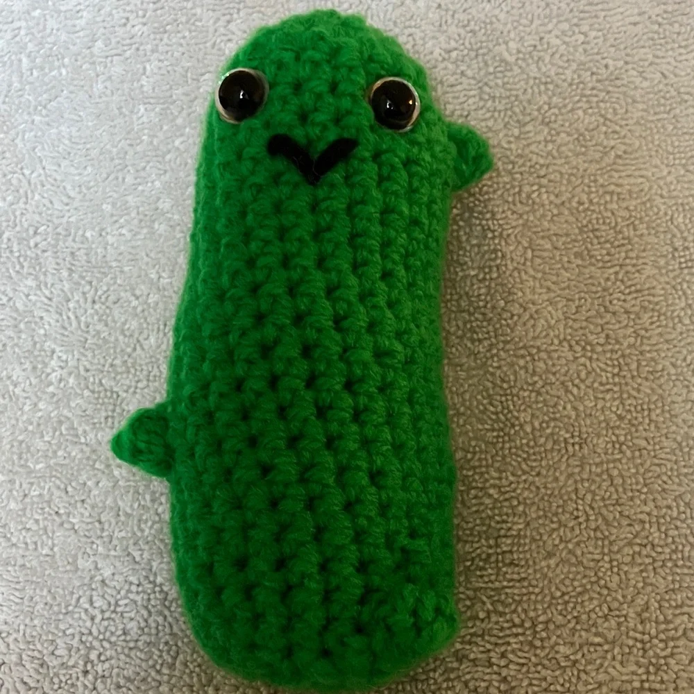 Hand Crafted Green Crochet Pickle Plush - Picture 1 of 1